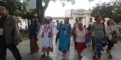 Activists of the international including Nejma Nefertiti, Mama C and Gizelxanath Rodriguez.